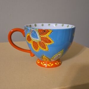 Dutch Wax Colorful Floral Handpainted  Ceramic Mug